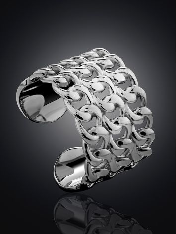 Chain Mail Motif Sterling Silver Adjustable Ring The ICONIC, Ring Size: Adjustable, image , picture 2