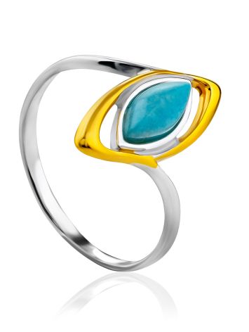 Chic Gilded Silver Turquoise Ring, Ring Size: 9.5 / 19.5, image 