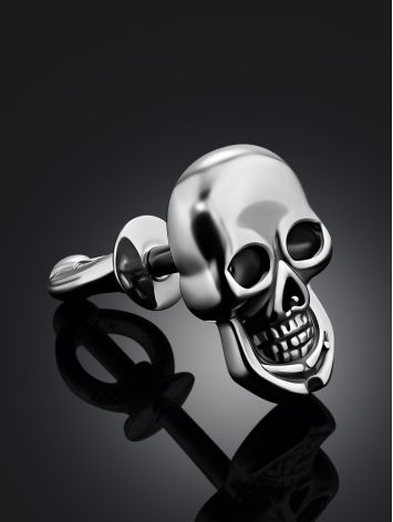 Silver Skull Mono Stud Earring, image , picture 3