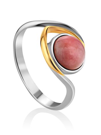 Curvaceous Design Gilded Silver Rhodonite Ring, Ring Size: 8 / 18, image 