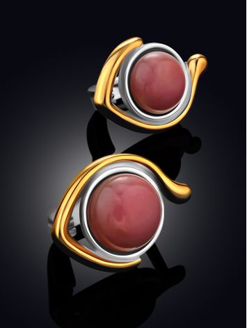 Stylish Gilded Silver Rhodonite Earrings, image , picture 2