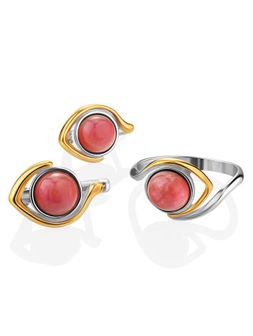 Stylish Gilded Silver Rhodonite Earrings, image , picture 4