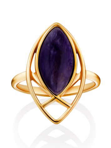 Gilded Silver Charoite Ring, Ring Size: 8 / 18, image , picture 4
