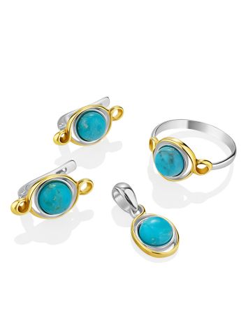 Chic Bicolor Silver Turquoise Pendant, image , picture 5