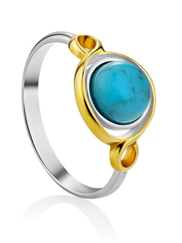 Bicolor Silver Turquoise Ring, Ring Size: 8 / 18, image 