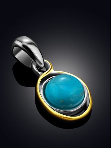 Chic Bicolor Silver Turquoise Pendant, image , picture 2