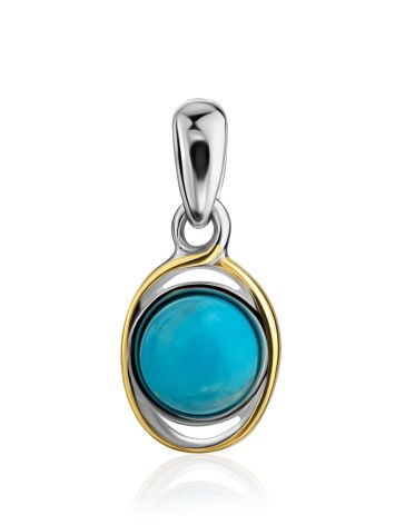 Chic Bicolor Silver Turquoise Pendant, image 