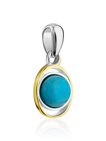 Chic Bicolor Silver Turquoise Pendant, image , picture 4