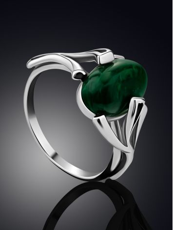 Chic Silver Reconstituted Malachite Ring, Ring Size: 8 / 18, image , picture 2