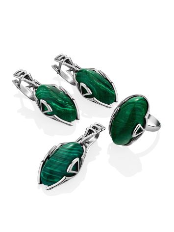 Amazing Silver Reconstituted Malachite Earrings, image , picture 4