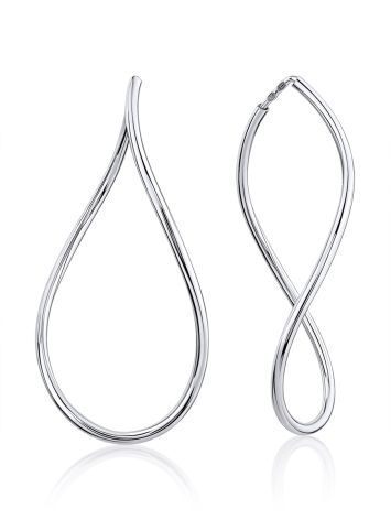 Stylish Swirl Design Silver Earrings, image 