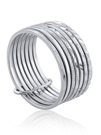Trendy Multi Band Silver Ring The ICONIC, Ring Size: 5.5 / 16, image 