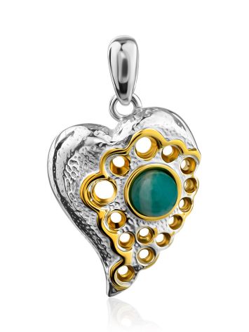 Heart Motif Silver Amazonite Pendant, image 
