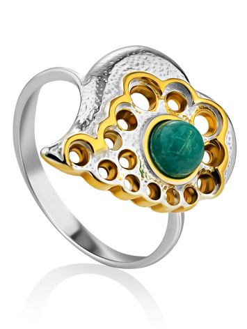 Heart Motif Silver Amazonite Set, Ring Size: 8 / 18, image 