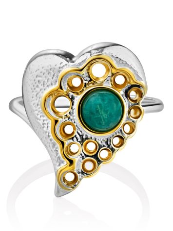 Heart Motif Silver Amazonite Set, Ring Size: 8 / 18, image , picture 3