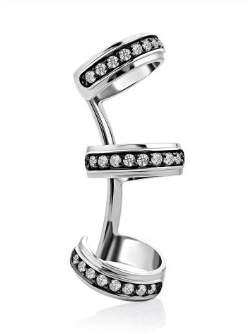Shimmering Silver Crystal Ear Cuff, image 