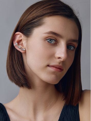 Chic Silver Crystal Ear Climber Cuff, image , picture 3