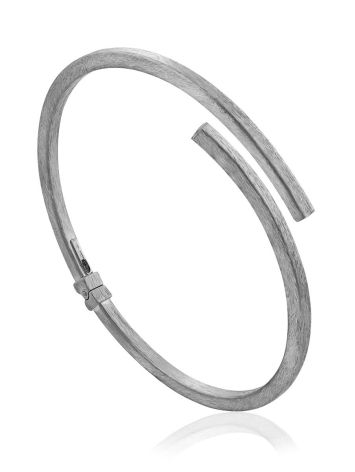 Matte Silver Hinged Bangle Bracelet The Silk, image 