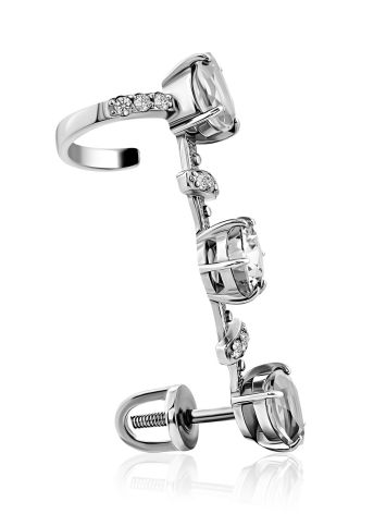 Chic Silver Crystal Ear Climber Cuff, image 