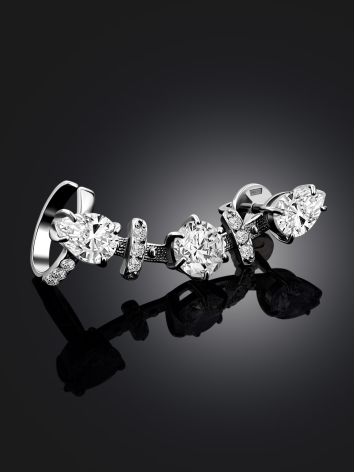 Chic Silver Crystal Ear Climber Cuff, image , picture 2