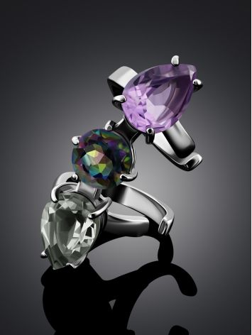 Chic Silver Quartz Amethyst Ear Cuff, image , picture 2