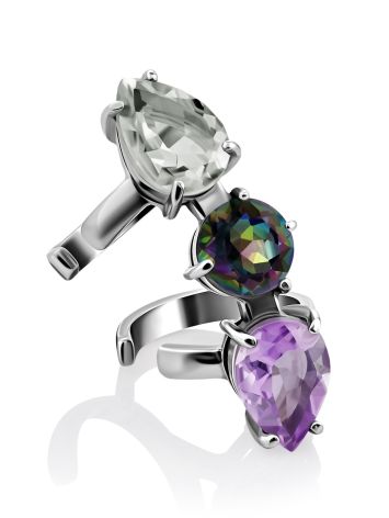 Chic Silver Quartz Amethyst Ear Cuff, image 