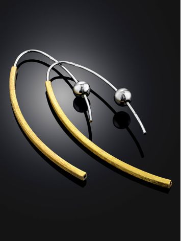 Bicolor Gilded Silver Hook Threader Earrings The Silk, image , picture 2