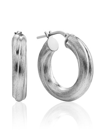 Chunky Matte Silver Hoop Earrings The Silk, image 