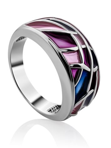Lustrous Silver Enamel Ring The Gothic, Ring Size: 8 / 18, image 