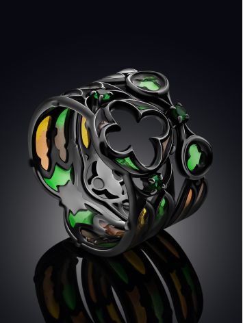 Fabulous Blackened Silver Enamel Stackable Ring The Gothic, Ring Size: 9 / 19, image , picture 5