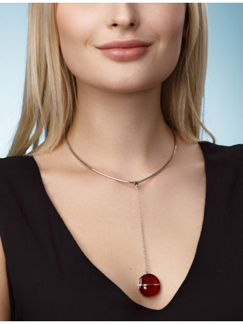 Exclusive Design Silver Amber Necklace The Sangria, image , picture 5