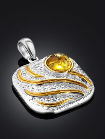 Mix Tone Gilded Silver Amber Pendant, image , picture 2