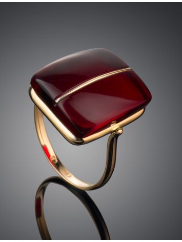 Stunning Gold Amber Ring The Sangria, Ring Size: 8 / 18, image , picture 2