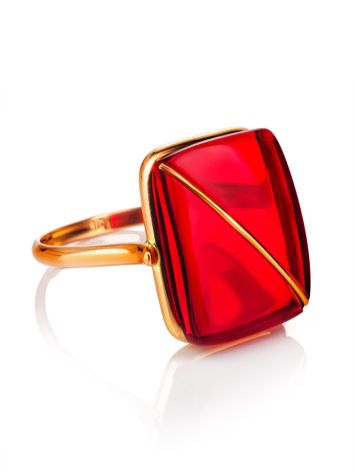 Flawless Design Gold Amber Ring The Sangria, Ring Size: 5.5 / 16, image , picture 4