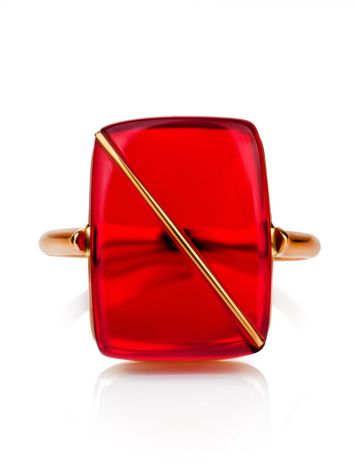 Flawless Design Gold Amber Ring The Sangria, Ring Size: 5.5 / 16, image , picture 3