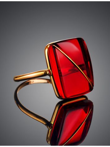 Flawless Design Gold Amber Ring The Sangria, Ring Size: 5.5 / 16, image , picture 2