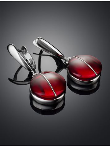 Stunning Silver Amber Dangle Earrings The Sangria, image , picture 2