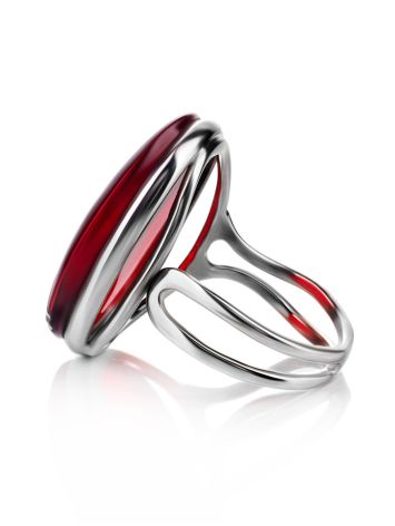 Amazing Silver Amber Cocktail Ring The Sangria, Ring Size: Adjustable, image , picture 4