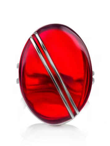 Stylish Silver Amber Adjustable Ring The Sangria, Ring Size: Adjustable, image , picture 4