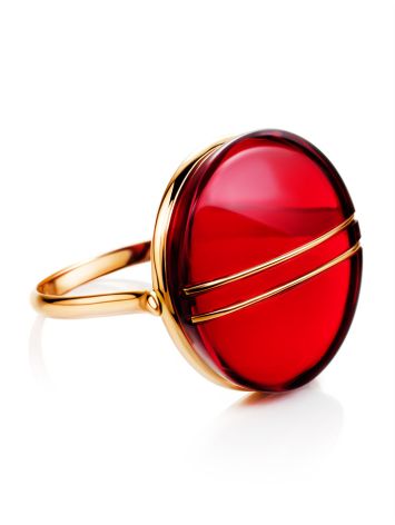 Fabulous Gold Amber Ring The Sangria, Ring Size: 8 / 18, image , picture 3