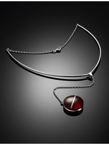 Exclusive Design Silver Amber Necklace The Sangria, image , picture 2