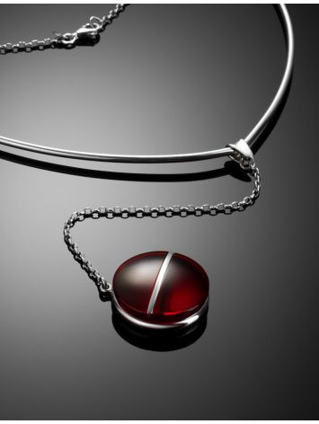 Exclusive Design Silver Amber Necklace The Sangria, image , picture 7