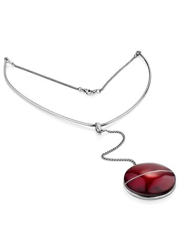 Stunning Geometric Design Silver Amber Necklace The Sangria, image , picture 3