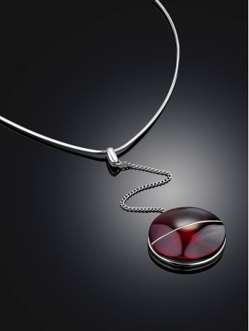 Stunning Geometric Design Silver Amber Necklace The Sangria, image , picture 2