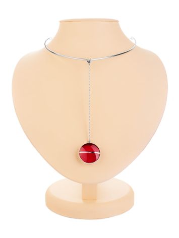 Exclusive Design Silver Amber Necklace The Sangria, image 
