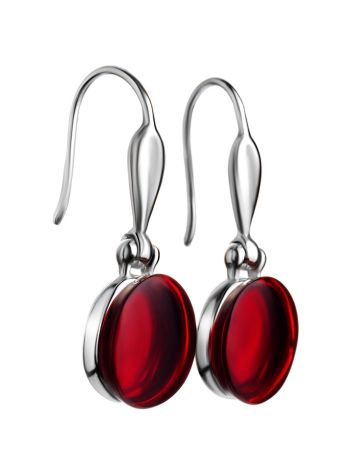 Stylish Silver Amber Hook Earrings The Sangria, image 
