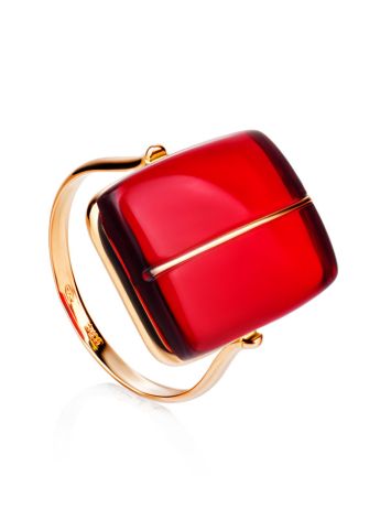 Stunning Gold Amber Ring The Sangria, Ring Size: 8 / 18, image 