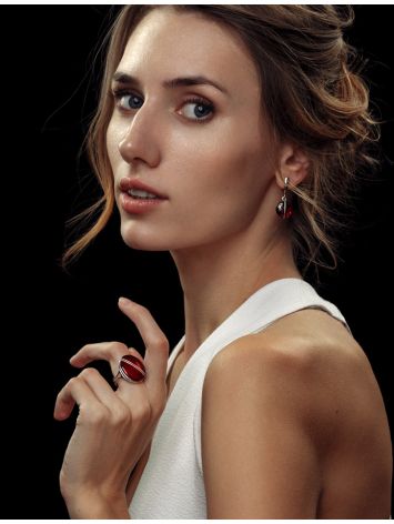 Stylish Silver Amber Adjustable Ring The Sangria, Ring Size: Adjustable, image , picture 5