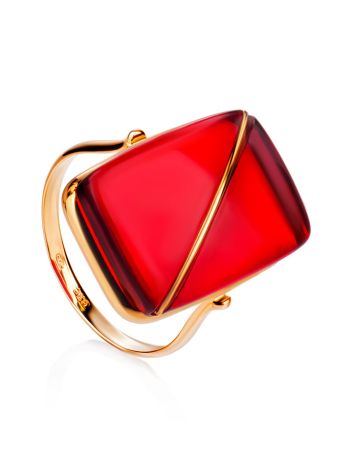 Flawless Design Gold Amber Ring The Sangria, Ring Size: 5.5 / 16, image 
