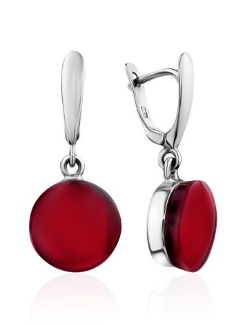 Geometric Design Silver Amber Dangle Earrings The Sangria, image 